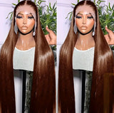 34” Chocolate Brown Straight Lace Front Wig